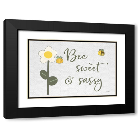 Bee Sweet And Sassy Black Modern Wood Framed Art Print with Double Matting by Boyer, Susie