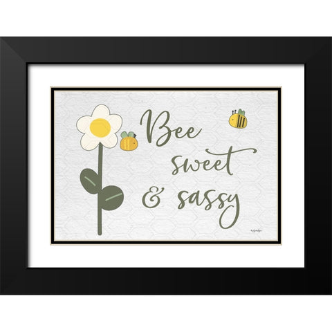 Bee Sweet And Sassy Black Modern Wood Framed Art Print with Double Matting by Boyer, Susie