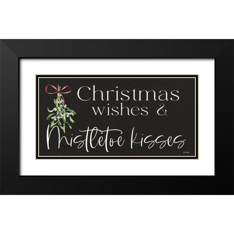 Christmas Wishes And Mistletoe Kisses Black Modern Wood Framed Art Print with Double Matting by Boyer, Susie