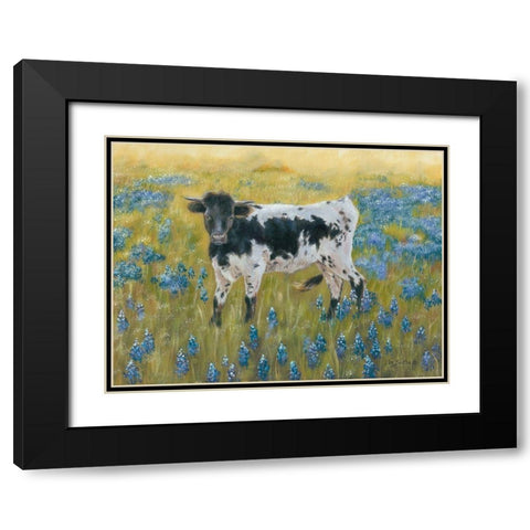 Cutie in the Bluebonnets Black Modern Wood Framed Art Print with Double Matting by Britton, Pam