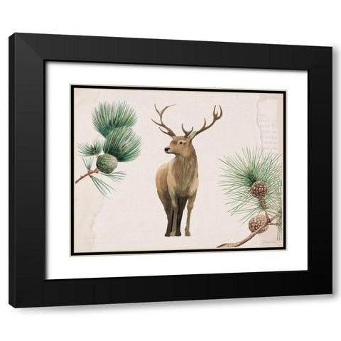 Deer in the Pines Black Modern Wood Framed Art Print with Double Matting by Lady Louise Designs