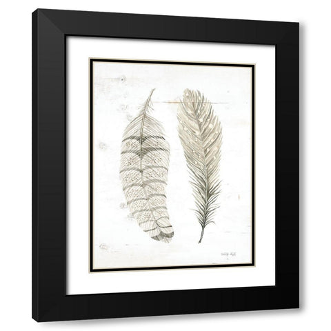Feather I Black Modern Wood Framed Art Print with Double Matting by Jacobs, Cindy