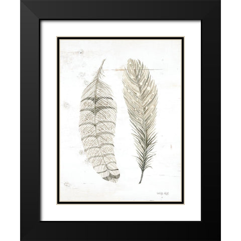 Feather I Black Modern Wood Framed Art Print with Double Matting by Jacobs, Cindy