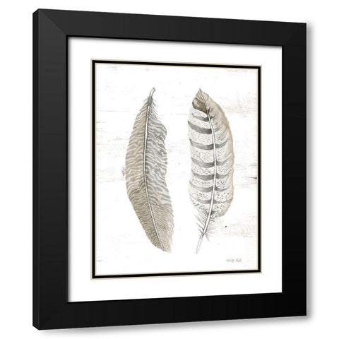 Feather II Black Modern Wood Framed Art Print with Double Matting by Jacobs, Cindy
