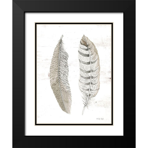 Feather II Black Modern Wood Framed Art Print with Double Matting by Jacobs, Cindy