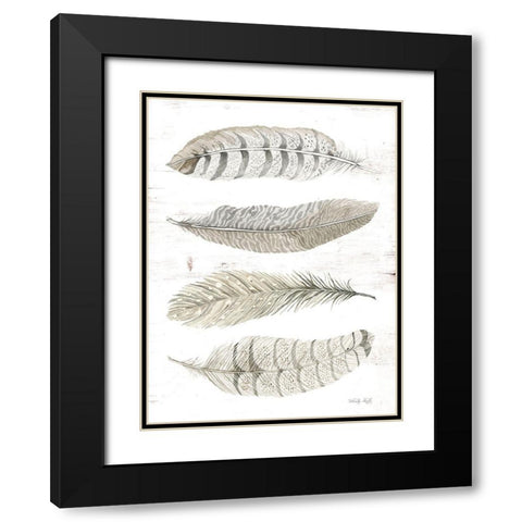 Feather Quad Black Modern Wood Framed Art Print with Double Matting by Jacobs, Cindy