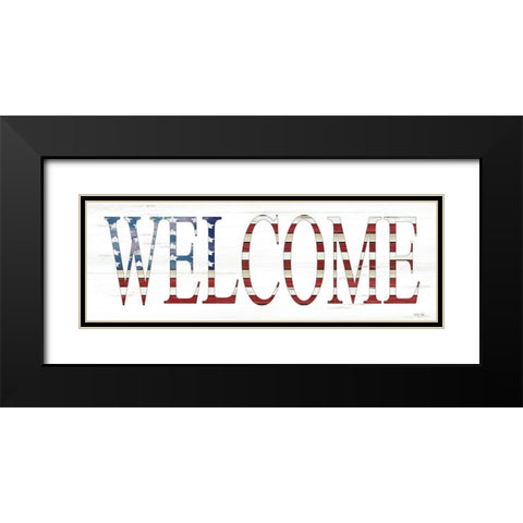 Patriotic Welcome    Black Modern Wood Framed Art Print with Double Matting by Jacobs, Cindy