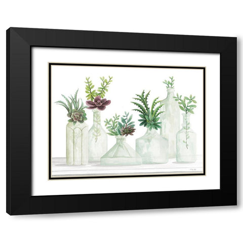 Succulent Bottles Black Modern Wood Framed Art Print with Double Matting by Jacobs, Cindy
