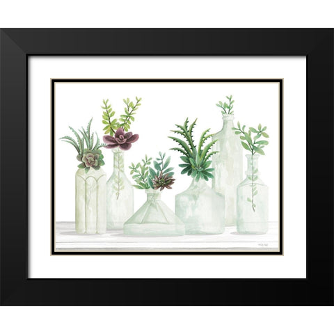 Succulent Bottles Black Modern Wood Framed Art Print with Double Matting by Jacobs, Cindy