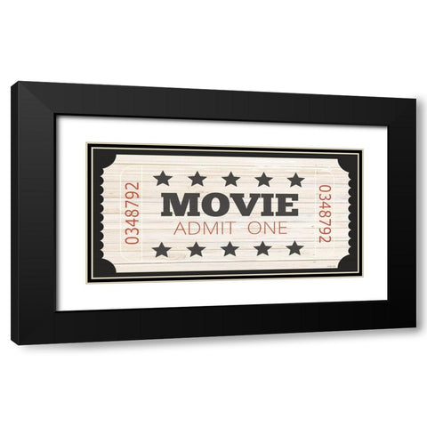 Admit One Movie Ticket Black Modern Wood Framed Art Print with Double Matting by Jacobs, Cindy