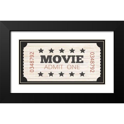 Admit One Movie Ticket Black Modern Wood Framed Art Print with Double Matting by Jacobs, Cindy