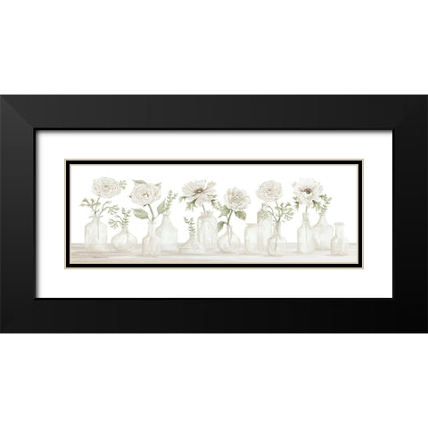 Pretty Posies in a Row Black Modern Wood Framed Art Print with Double Matting by Jacobs, Cindy