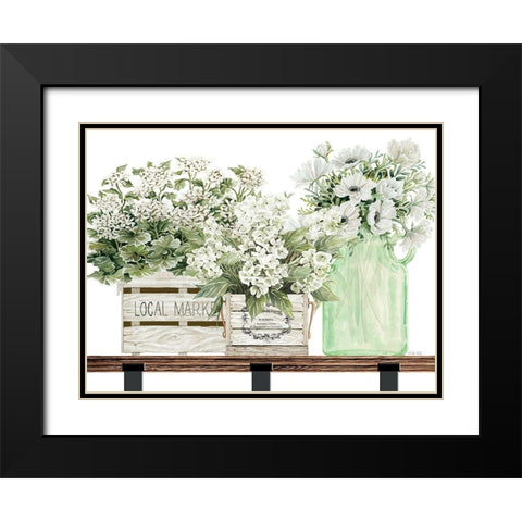 Almond Milk Flowers Black Modern Wood Framed Art Print with Double Matting by Jacobs, Cindy