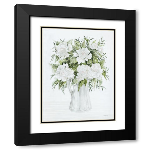 Pitcher of Peonies Black Modern Wood Framed Art Print with Double Matting by Jacobs, Cindy