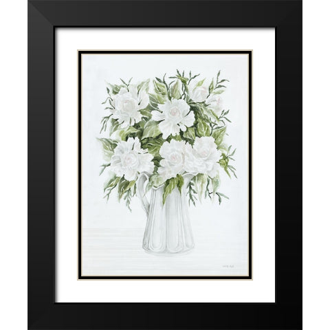 Pitcher of Peonies Black Modern Wood Framed Art Print with Double Matting by Jacobs, Cindy