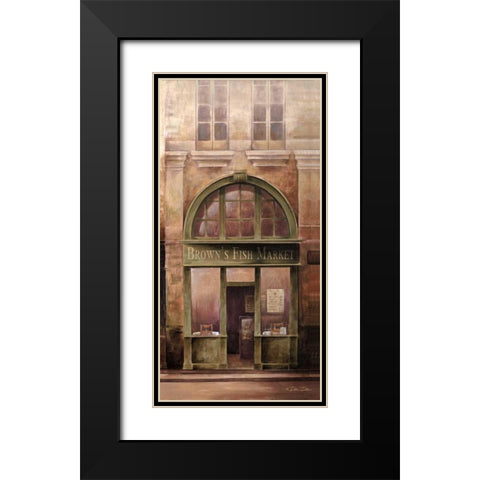 Fish Market Black Modern Wood Framed Art Print with Double Matting by Dee Dee