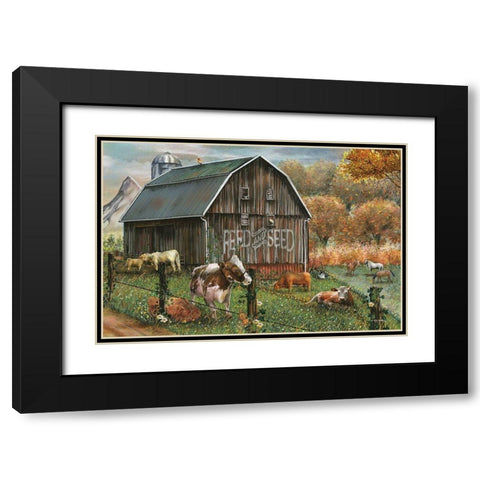 Feed and Seed Farm Black Modern Wood Framed Art Print with Double Matting by Wargo, Ed