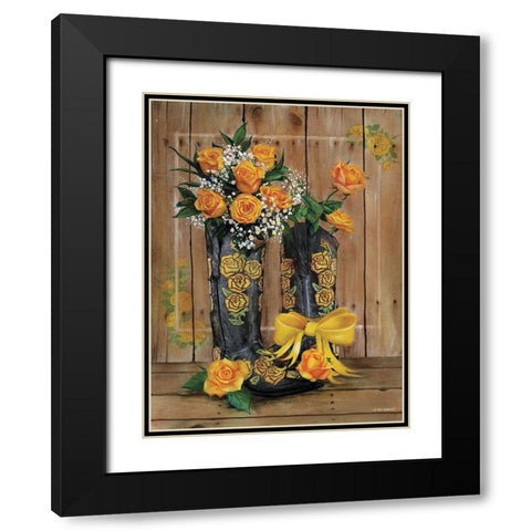 Rosey Cowboy Boots II Black Modern Wood Framed Art Print with Double Matting by Wargo, Ed