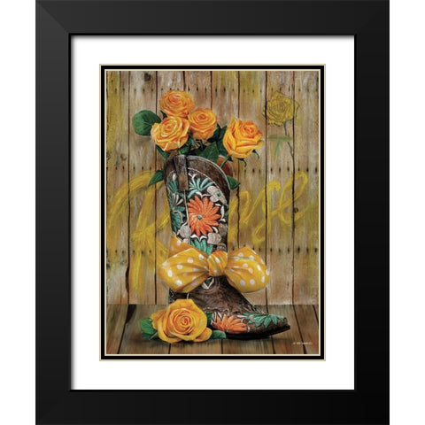Rosey Cowboy Boots I Black Modern Wood Framed Art Print with Double Matting by Wargo, Ed