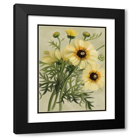 Moody Daisies Black Modern Wood Framed Art Print with Double Matting by House Fenway