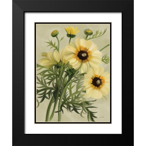 Moody Daisies Black Modern Wood Framed Art Print with Double Matting by House Fenway