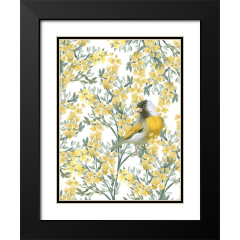 Yellow Spring Finch Black Modern Wood Framed Art Print with Double Matting by House Fenway