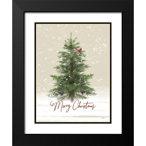 Woodland Merry Christmas Black Modern Wood Framed Art Print with Double Matting by House Fenway