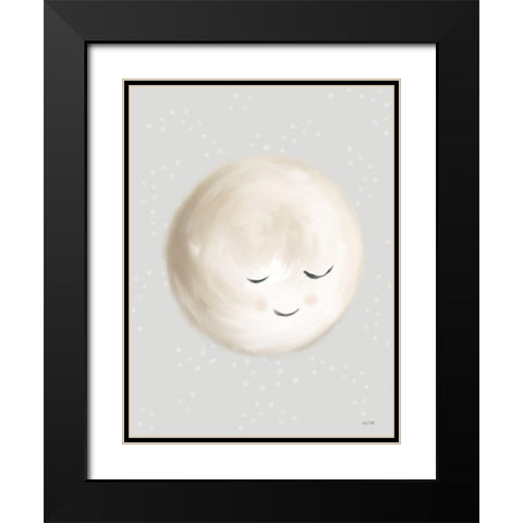 Happy Little Moon I Black Modern Wood Framed Art Print with Double Matting by House Fenway
