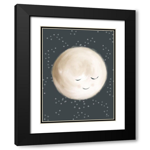 Happy Little Moon II Black Modern Wood Framed Art Print with Double Matting by House Fenway