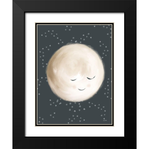Happy Little Moon II Black Modern Wood Framed Art Print with Double Matting by House Fenway