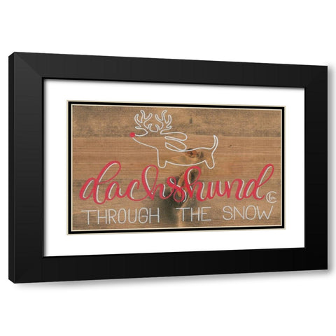 Dachshund in the Snow Black Modern Wood Framed Art Print with Double Matting by Fearfully Made Creations