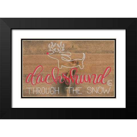 Dachshund in the Snow Black Modern Wood Framed Art Print with Double Matting by Fearfully Made Creations