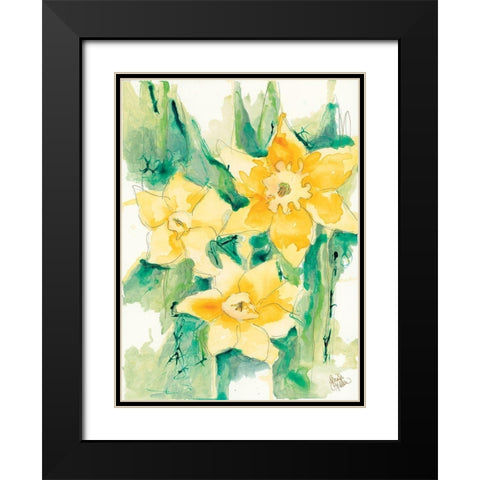 First Blooms Black Modern Wood Framed Art Print with Double Matting by Holden, Jennifer
