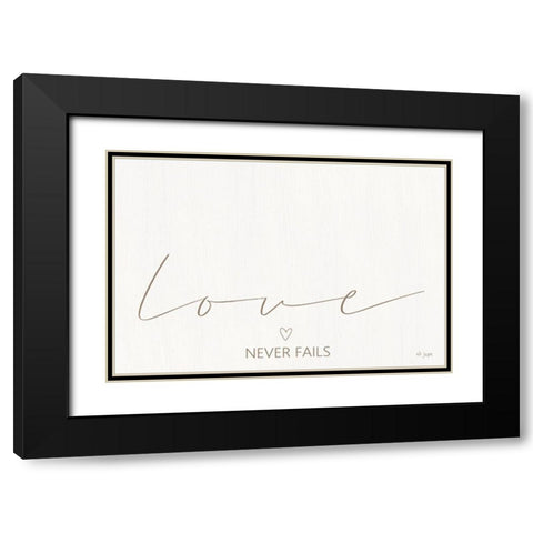 Love Never Fails Black Modern Wood Framed Art Print with Double Matting by Jaxn Blvd.