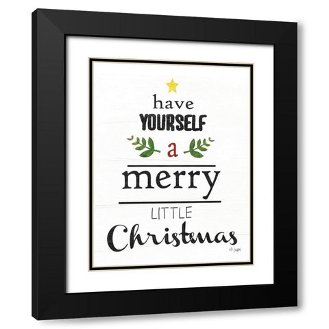 Merry Little Christmas Black Modern Wood Framed Art Print with Double Matting by Jaxn Blvd.
