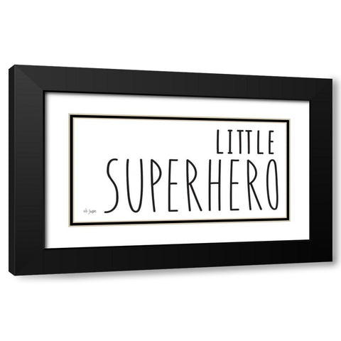 Little Superhero Black Modern Wood Framed Art Print with Double Matting by Jaxn Blvd.