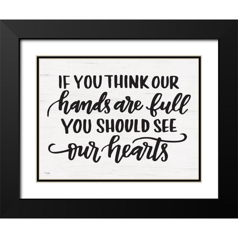 Our Hearts Black Modern Wood Framed Art Print with Double Matting by Jaxn Blvd.