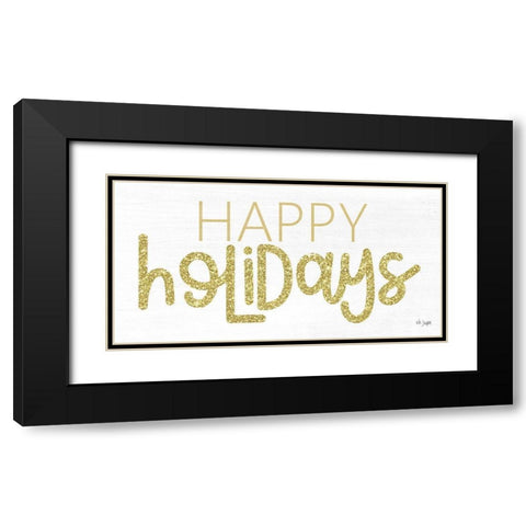 Happy Holidays Black Modern Wood Framed Art Print with Double Matting by Jaxn Blvd.