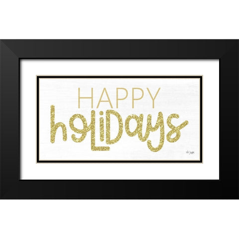 Happy Holidays Black Modern Wood Framed Art Print with Double Matting by Jaxn Blvd.