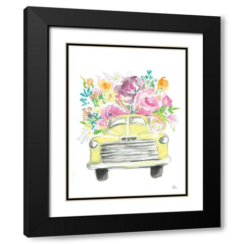 Yellow Flower Truck Black Modern Wood Framed Art Print with Double Matting by Mingo, Jessica