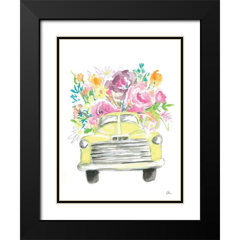 Yellow Flower Truck Black Modern Wood Framed Art Print with Double Matting by Mingo, Jessica