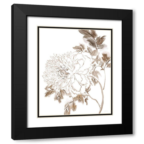 Neutral Bloom Black Modern Wood Framed Art Print with Double Matting by Kamdon Kreations
