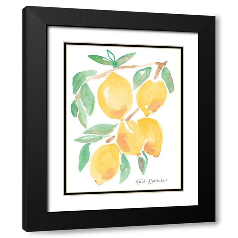Kitchen Lemons Black Modern Wood Framed Art Print with Double Matting by Roberts, Kait