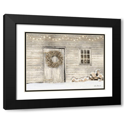 Old Farm Christmas Black Modern Wood Framed Art Print with Double Matting by Deiter, Lori