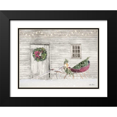 Old Farm Christmas Black Modern Wood Framed Art Print with Double Matting by Deiter, Lori