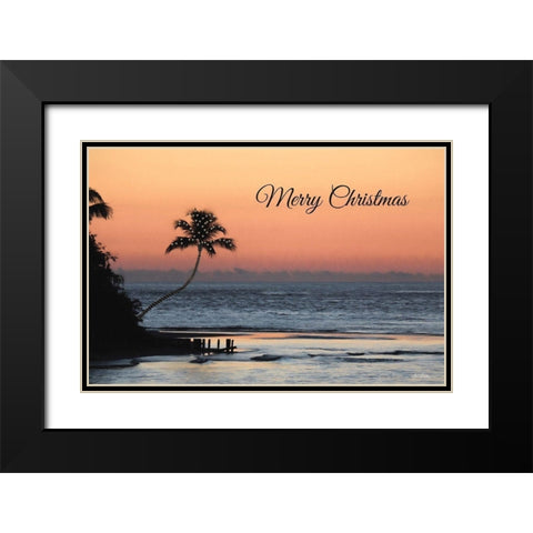 Palm Tree Christmas Black Modern Wood Framed Art Print with Double Matting by Deiter, Lori