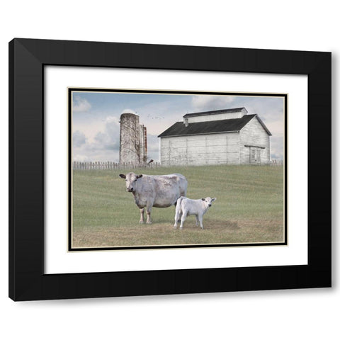 Momma and Baby Cow Black Modern Wood Framed Art Print with Double Matting by Deiter, Lori