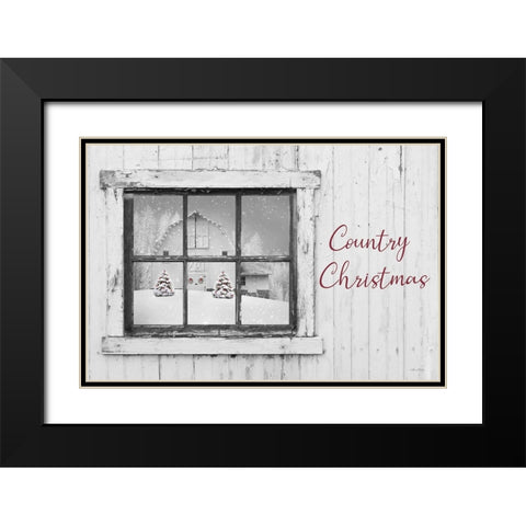 Country Christmas Window Black Modern Wood Framed Art Print with Double Matting by Deiter, Lori