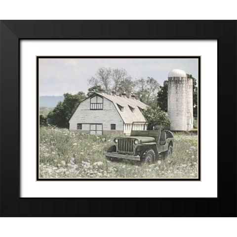 Old Jeep at the Farm Black Modern Wood Framed Art Print with Double Matting by Deiter, Lori