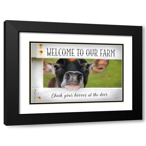 Welcome Cow Black Modern Wood Framed Art Print with Double Matting by Deiter, Lori